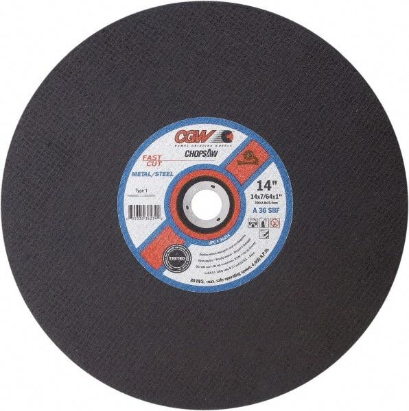 Camel Grinding Wheels - 14" 36 Grit Aluminum Oxide Cutoff Wheel - 7/64" Thick, 1" Arbor, 4,400 Max RPM - Caliber Tooling