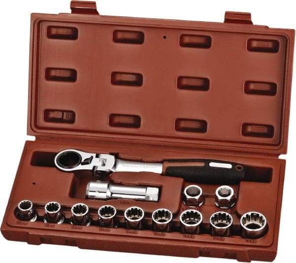 Paramount - 13 Piece 3/4" Drive Deep Well Socket Set - 12 Points, 10mm to 19mm Range, Metric Measurement Standard - Caliber Tooling