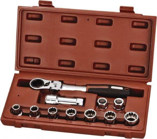 Paramount - 11 Piece 3/4" Drive Deep Well Socket Set - 12 Points, 3/8" to 3/4" Range, Inch Measurement Standard - Caliber Tooling