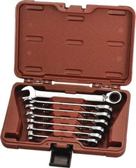 Paramount - 7 Piece, 10mm to 18mm, 12 Point Reversible Ratcheting Combination Wrench Set - Metric Measurement Standard, Full Polish Chrome Finish, Comes in Blow Molded Case - Caliber Tooling