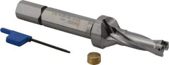 Iscar - 1-1/2" Max Drill Depth, 3xD, 1/2" Diam, Indexable Insert Drill - 2 Inserts, 5/8" Shank Diam, Straight Shank - Caliber Tooling