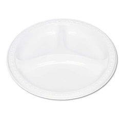 Tablemate Products - Plastic Dinnerware, Compartment Plates, 9" Diam, White, 125/Pack - Caliber Tooling