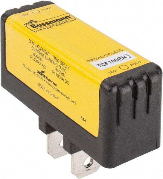 Cooper Bussmann - 300 VDC, 600 VAC, 100 Amp, Time Delay General Purpose Fuse - Plug-in Mount, 76.45mm OAL, 100 at DC, 200 (CSA RMS), 300 (UL RMS) kA Rating - Caliber Tooling