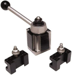 Aloris - Series EA Tool Post Holder & Set for 25" & Up Lathe Swing - 3 Piece, Includes Style 1 Turning/Facing Holder, Style 2 Boring/Turning/Facing Holder, Tool Post, T-Nut - Exact Industrial Supply