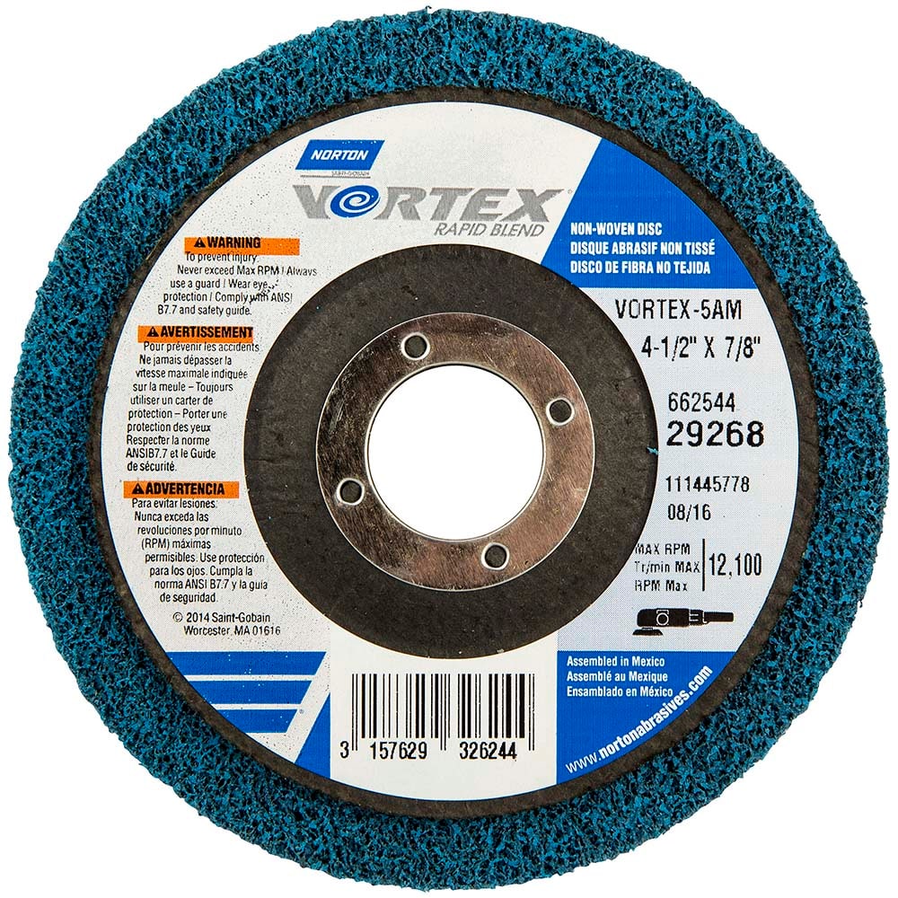 Norton - 4-1/2" Diam, Medium Grade, Aluminum Oxide Deburring Disc - Caliber Tooling