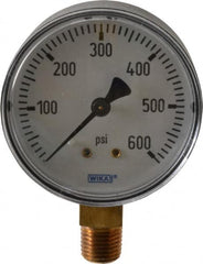 Wika - 2-1/2" Dial, 1/4 Thread, 0-600 Scale Range, Pressure Gauge - Lower Connection Mount, Accurate to 3-2-3% of Scale - Caliber Tooling