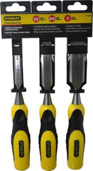 Stanley - 3 Piece Wood Chisel Set - 9" OAL, Bi-Material, Sizes Included 1/2 to 1" - Caliber Tooling