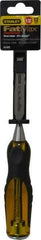 Stanley - 9" OAL x 1/2" Blade Width Wood Chisel - 1/2" Tip, Acetate & Rubber Grip Handle - Caliber Tooling