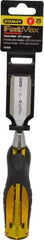 Stanley - 9" OAL x 1" Blade Width Wood Chisel - 1" Tip, Acetate & Rubber Grip Handle - Caliber Tooling