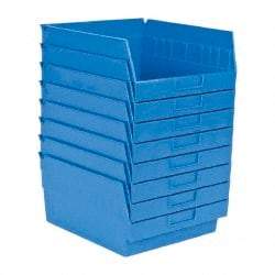 Quantum Storage - 50 Lb. Load Capacity, 11-5/8" Deep, Blue Polypropylene Hopper Shelf Bin - 6" High x 11-1/8" Wide x 11-5/8" Long - Caliber Tooling