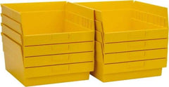 Quantum Storage - 50 Lb. Load Capacity, 11-5/8" Deep, Yellow Polypropylene Hopper Shelf Bin - 6" High x 11-1/8" Wide x 11-5/8" Long - Caliber Tooling