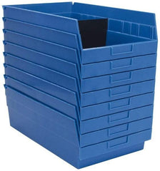 Quantum Storage - 50 Lb. Load Capacity, 17-7/8" Deep, Blue Polypropylene Hopper Shelf Bin - 6" High x 11-1/8" Wide x 17-7/8" Long - Caliber Tooling