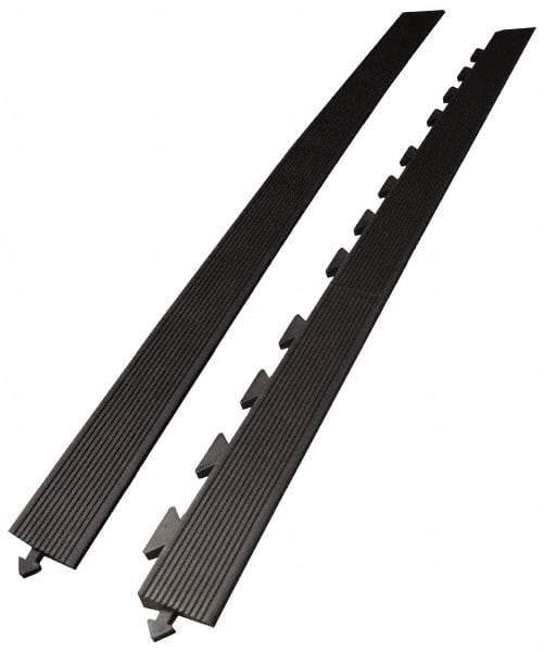 Wearwell - 5' Long x 3' Wide x 5/8" Thick, Anti-Fatigue Modular Matting Ramp Edge - Female, 1 Interlocking Side, Black, For Dry Areas, Series 502 - Caliber Tooling