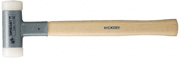 HALDER - 8 oz Head 3/4" Face Diam Nylon Dead Blow Hammer - 11-3/4" OAL, Hickory Handle - Caliber Tooling