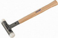 HALDER - 11 oz Head 1" Face Diam Nylon Dead Blow Hammer - 12" OAL, Hickory Handle - Caliber Tooling