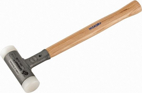 HALDER - 19 oz Head 1-3/8" Face Diam Steel Dead Blow Hammer - 13" OAL, Hickory Handle - Caliber Tooling