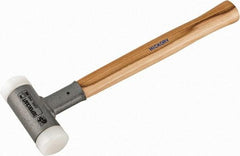 HALDER - 26 oz Head 1-1/2" Face Diam Nylon Dead Blow Hammer - 14" OAL, Hickory Handle - Caliber Tooling