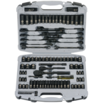 STANLEY® 1/4" & 3/8" Drive 99 Piece Fractional & Metric Black Chrome Laser Etched Socket Set - Caliber Tooling