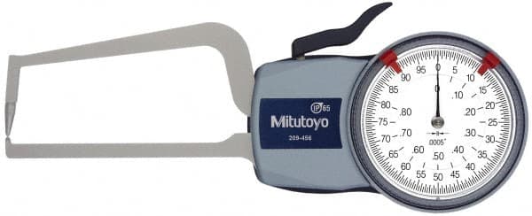 Mitutoyo - 0.8 Inch Max Measurement, 0.0005 Inch Graduation, Outside Dial Caliper Gage - 3.2 Inch Leg Length, 0.0015 Inch Accuracy - Caliber Tooling