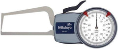 Mitutoyo - 0.8 Inch Max Measurement, 0.0005 Inch Graduation, Outside Dial Caliper Gage - 3.2 Inch Leg Length, 0.0015 Inch Accuracy - Caliber Tooling