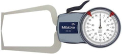 Mitutoyo - 0.8 Inch Max Measurement, 0.0005 Inch Graduation, Outside Dial Caliper Gage - 3.2 Inch Leg Length, 0.0015 Inch Accuracy - Caliber Tooling