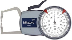 Mitutoyo - 0.4 Inch Max Measurement, 0.0002 Inch Graduation, Outside Dial Caliper Gage - 1.37 Inch Leg Length, 0.0008 Inch Accuracy - Caliber Tooling