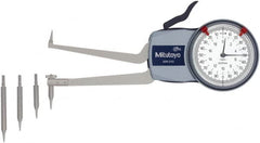 Mitutoyo - 50 to 100mm Inside Dial Caliper Gage - 0.01mm Graduation, 0.03mm Accuracy, 85mm Leg Length, 8.3mm Deep x 1.2mm Wide Groove, Ball Contact Points - Caliber Tooling