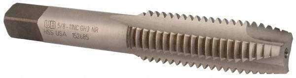 Union Butterfield - 5/8-11 UNC, 3 Flute, Bright Finish, High Speed Steel Spiral Point Tap - Plug Chamfer, Right Hand Thread, 3-13/16" OAL, 1-13/16" Thread Length, 0.48" Shank Diam, 2B/3B Class of Fit, Series 1585NR - Exact Industrial Supply