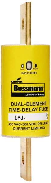 Cooper Bussmann - 300 VDC, 600 VAC, 110 Amp, Time Delay General Purpose Fuse - Bolt-on Mount, 5-3/4" OAL, 100 at DC, 300 at AC (RMS) kA Rating, 1-5/8" Diam - Caliber Tooling