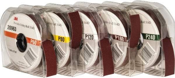 3M - 1" 5 Piece Roll Kit - 60, 80, 120, 180 & 240 Grit, & Medium, Fine & Very Fine Grades - Caliber Tooling