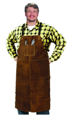 24" x 36" Leather Bib Apron - Split Cowhide - Brown - Caliber Tooling