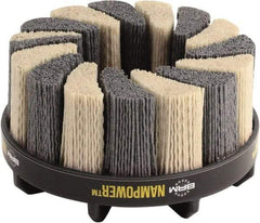 Brush Research Mfg. - 5" 120 Grit Ceramic/Silicon Carbide Tapered Disc Brush - Medium Grade, CNC Adapter Connector, 0.71" Trim Length, 7/8" Arbor Hole - Caliber Tooling