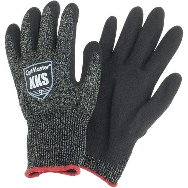 Value Collection - Size L, ANSI Cut Lvl A5, Puncture Lvl 4, Abrasion Lvl 4, Nitrile Coated Cut & Puncture Resistant Gloves - Palm Coated, Black, Paired - Caliber Tooling