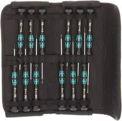 Wera - 12 Piece Hex, Phillips, Slotted & Torx Screwdriver Set - Blade Sizes: Width mm 1.5, 2, 3 & 1.8, Bit Sizes: Torx T-5 & T-6 - Caliber Tooling