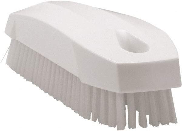 Vikan - 0.7" Bristle Length, Polyester Scrub Brush - 1-1/2" Wide Head, 4-1/2" OAL, White, Polypropylene Block - Caliber Tooling