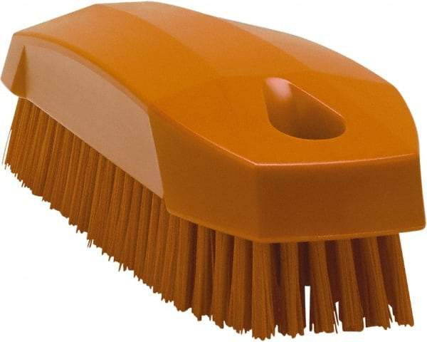 Vikan - 0.7" Bristle Length, Polyester Scrub Brush - 1-1/2" Wide Head, 4-1/2" OAL, Orange, Polypropylene Block - Caliber Tooling