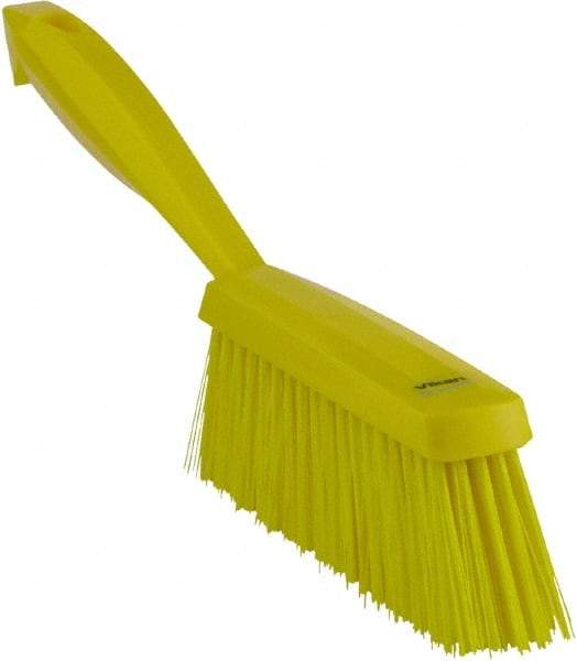 Vikan - 14" OAL, Polyester Staple Set Bench Brush - 2" Bristle Length, 6-3/8" Long Head, Yellow - Caliber Tooling