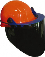 PRO-SAFE - Nylon Orange Ratchet Adjustment, Face Shield & Headgear Set - 20" Wide x 10" High x 0.06" Thick, Anti-Fog, Green Window - Caliber Tooling