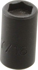 Proto - 3/8" Drive 7/16" Standard Magnetic Impact Socket - 6 Points, 1-3/32" OAL - Caliber Tooling