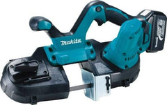 Makita - 18 Volt, 18-1/2" Blade, 630 SFPM Cordless Portable Bandsaw - 2-1/2" (Round) & 2-1/2 x 2-1/2" (Rectangle) Cutting Capacity, Lithium-Ion Battery Included - Caliber Tooling