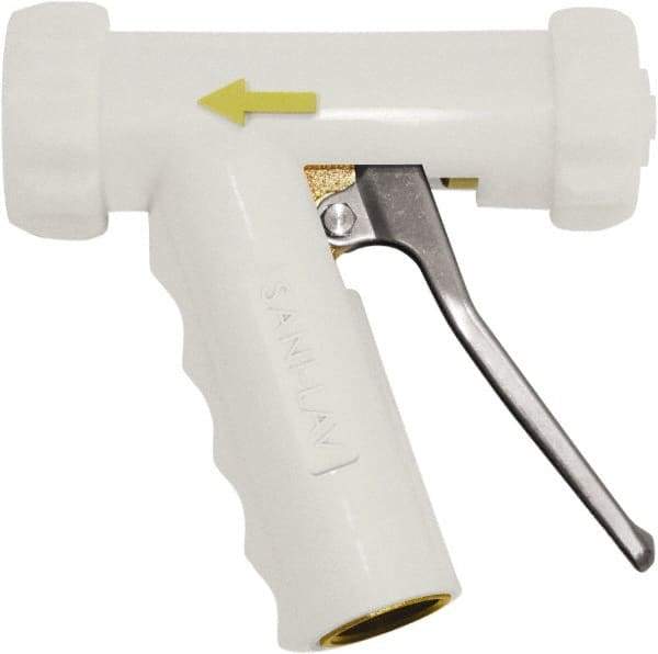 SANI-LAV - 3/4" Pipe, Insulated, Grade C-36000 Brass Adjustable Spray Pattern Nozzle - White, 3/4 GHT Connection, 5.3 Gal per min at 100 psi, 3/4 GHT, 3/4" Orifice Diam, For Use With Water - Caliber Tooling