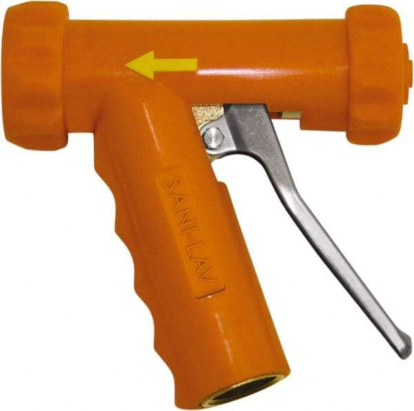 SANI-LAV - 3/4" Pipe, Insulated, Grade C-36000 Brass Adjustable Spray Pattern Nozzle - Safety Orange, 3/4 GHT Connection, 5.3 Gal per min at 100 psi, 3/4 GHT, 3/4" Orifice Diam, For Use With Water - Caliber Tooling