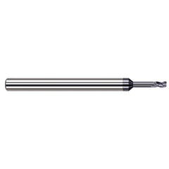 Corner Radius End Mill: 3/32″ Dia, 9/64″ LOC, 0.02″ Radius, 3 Flutes, Solid Carbide 2-1/2″ OAL, 1/8″ Shank Dia, 34 ° Helix, AlTiN Nano Coated, Corner Radius End, Centercutting