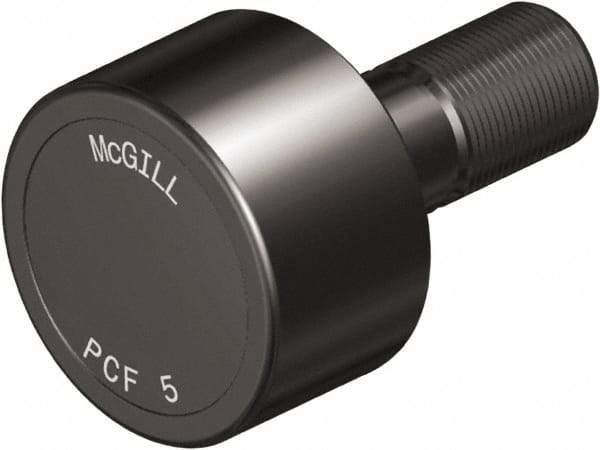 McGill - 3-1/2" Roller Diam x 2" Width, 1-1/4" Stud Diam x 2-3/4" Length, Plain Load Roller - Steel, 1-3/4" Thread Length, 1-1/4-12 Thread, 4-3/4" OAL, 14,300 Lb Dynamic Cap, 16,000 Lb Static Cap - Caliber Tooling