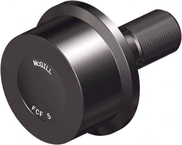 McGill - 3-1/2" Roller Diam x 2" Width, 1-1/4" Stud Diam x 2-3/4" Length, Flanged Load Roller - Steel, 1-3/4" Thread Length, 1-1/4-12 Thread, 4-3/4" OAL, 14,300 Lb Dynamic Cap, 16,000 Lb Static Cap - Caliber Tooling