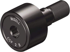 McGill - 1/2" Roller Diam x 3/8" Width, 3/16" Stud Diam x 5/8" Length, Crowned Sealed Stud Cam Follower with Hex - Steel, 1/4" Thread Length, 10-32 Thread, 1.03" OAL, 680 Lb Dynamic Cap, 790 Lb Static Cap - Caliber Tooling