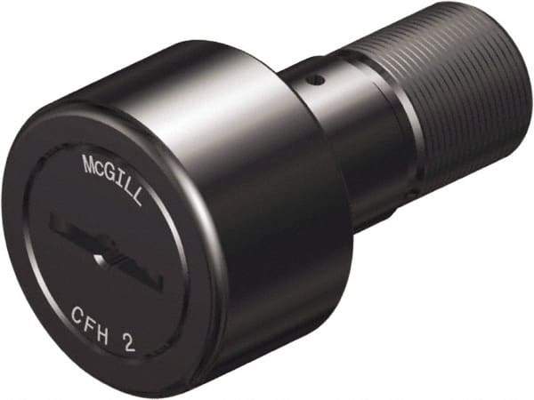 McGill - 2-1/4" Roller Diam x 1-1/4" Width, 7/8" Stud Diam x 2" Length, Sealed Heavy Stud Cam Follower - Steel, 1" Thread Length, 1-1/8-12 Thread, 3.28" OAL, 8,090 Lb Dynamic Cap, 21,140 Lb Static Cap - Caliber Tooling