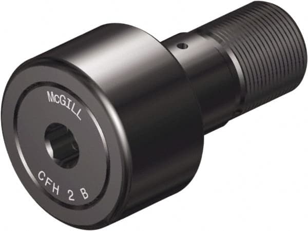 McGill - 1-1/8" Roller Diam x 5/8" Width, 7/16" Stud Diam x 1" Length, Sealed Heavy Stud Cam Follower with Hex - Steel, 1/2" Thread Length, 5/8-18 Thread, 1.66" OAL, 2,225 Lb Dynamic Cap, 6,120 Lb Static Cap - Caliber Tooling