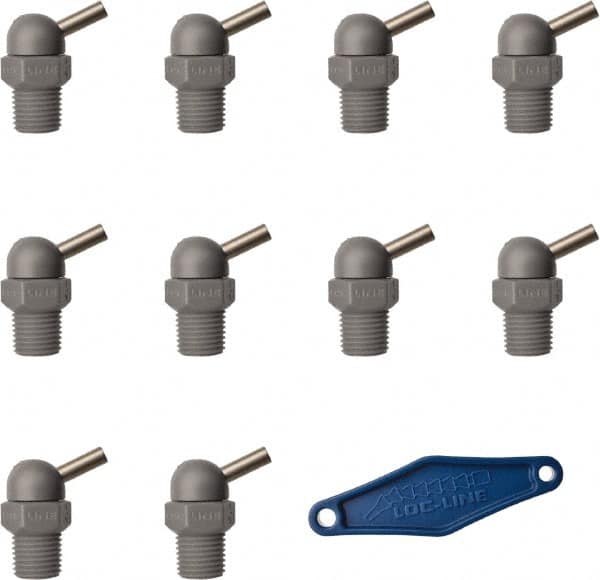 Loc-Line - 1/4" Hose Inside Diam x 5/32" Nozzle Diam, High-Pressure Coolant Hose Nozzle - NPT, for Use with Loc-Line Modular Hose System, 10 Pieces - Caliber Tooling