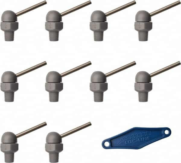 Loc-Line - 1/8" Hose Inside Diam, High-Pressure Coolant Hose Nozzle - NPT, for Use with Loc-Line Modular Hose System, 10 Pieces - Caliber Tooling